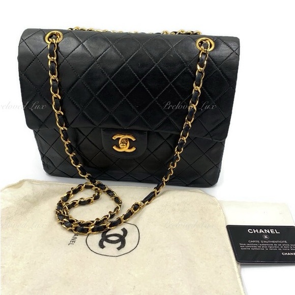 ❗️Sold❗️CHANEL Classic Lambskin Double Flap Medium Square Bag Black GHW - Picture 4 of 17